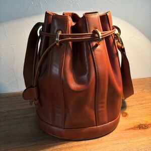 Salvatore Ferragamo Burgundy Leather Bucket Bag with Gold Tone Hardware Luxury